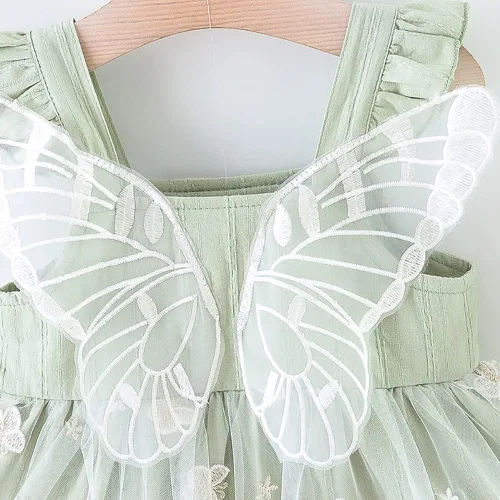 Vista 10 de Vestido tutú de verano para niñas pequeñas, sin espalda, vestido de princesa para fiesta de cumpleaños, vestido de verano con lazo floral