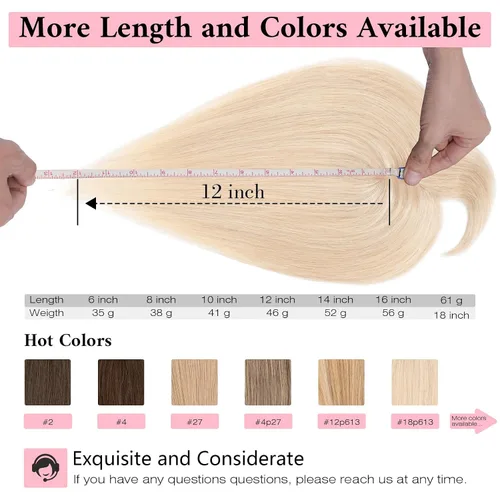 Vista 6 de SEGO Toppers de cabello humano 100% real, con flequillo de aire, base de seda 150% de densidad, topper con clip, 2.7 x 5.1 pulgadas, piezas