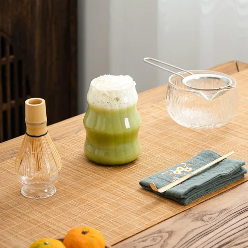 Vista 3 de DWEHIXBUY Juego de té matcha japonés de 7 piezas, kit de matcha con cuenco de matcha (con boquilla de vertido), batidor de matcha, soporte