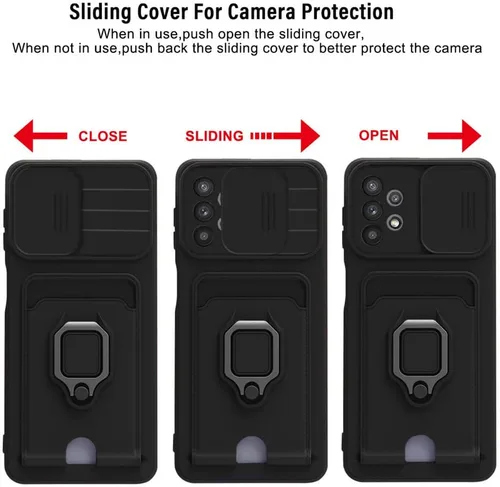Vista 4 de Funda cruzada compatible con Samsung Galaxy A11, funda de teléfono con correa y soporte para tarjetas, anillo magnético con soporte