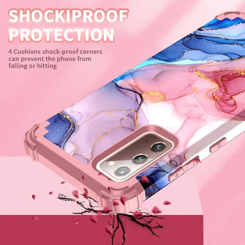 Vista 2 de Funda para Galaxy Note 20, patrón de mármol de tres capas, resistente a prueba de golpes, de plástico duro, protección contra caídas, híbrida