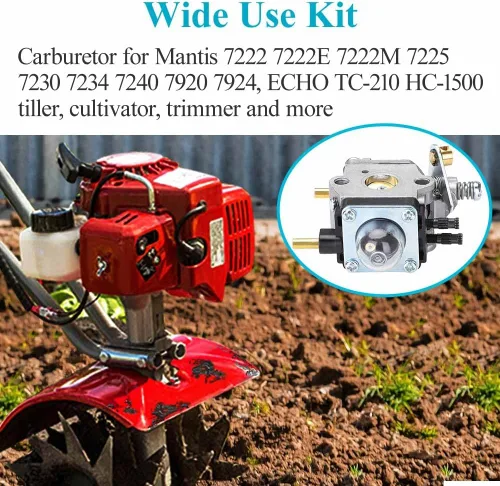Vista 3 de HOODELL Carburador C1U-K82 C1U-K54A, para Mantis Tiller 7222 7222M 7225 7920, Echo TC-210 HC-1500, Carburador Cultivador Premium, Kit