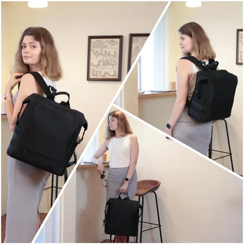 Vista 2 de Omanmoli Mochila para pañales, bolsa grande de neopreno para niños y niñas con 15 organizadores de bolsas de pañales, 2 bolsillos aislados, Negro