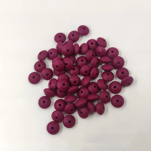 Vista 3 de 200 Uds. Color vino tinto Silicona Abacus Perlas Accesorio 0.472 in Silicona Perlas Abacus Perlas Perlas Planas Forma de Lenteja Kenchain DIY