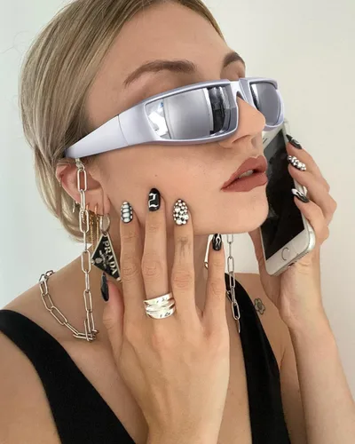 Vista 7 de piscm Steampunk Wrap Around Fashion Sunglasses for Women Men Y2k Trendy Sport Sun Glasses Goggles Futuristic Shades