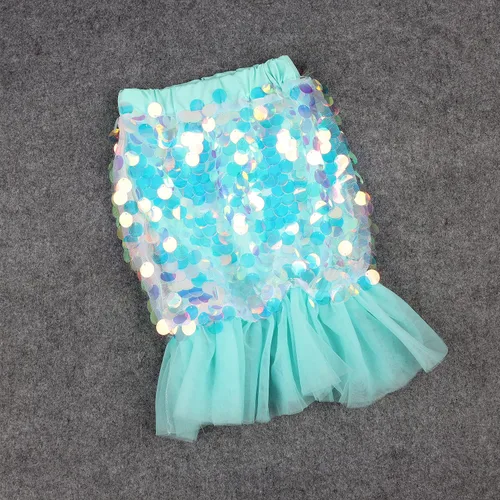 Vista 3 de HOOLCHEAN Falda de sirena con lentejuelas y cola de pez para niñas pequeñas