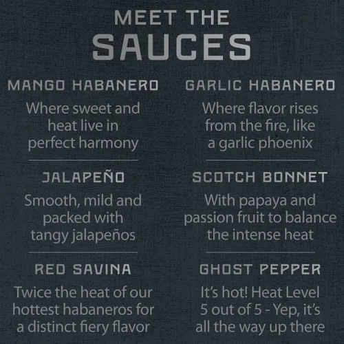 Vista 8 de Melinda's Chef Fig's Heat & Flavor Collection - Juego de regalo de salsa picante gourmet con una variedad de sabores y niveles de especias, incluye