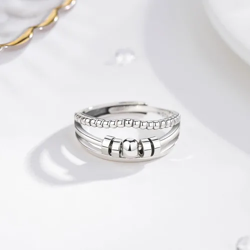 Vista 3 de Vito 925 Sterling Silver Fidget Anxiety Open Ring for Women Men