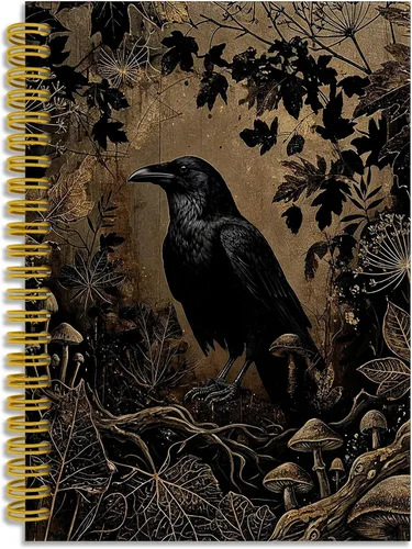 Vista 27 de Dark Witchy Moon Stars Notebook Journal, Celestial Astrology Witchy Gifts for Women Journal, Crescent Moon Face Starry Forest Spiral Notebook