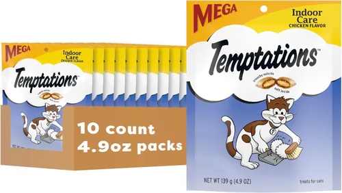 Vista 11 de Temptations Cat Treats Indoor Care, golosinas clásicas crujientes y suaves para gatos, sabroso sabor a pollo, bolsa de 2.1 onzas (paquete de 12)