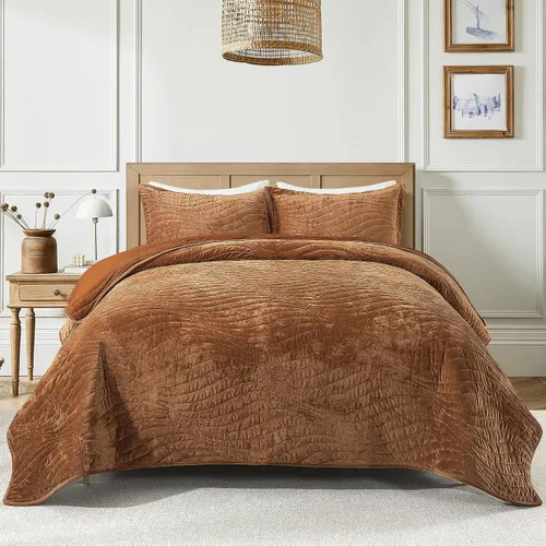 Vista 26 de HoneiLife Juego de ropa de cama tamaño Queen, juego de edredón de microfibra para cama Queen, colchas ligeras de 3 piezas, edredones reversibles