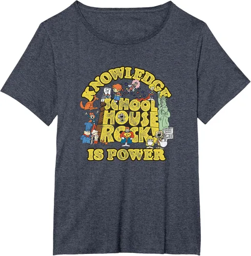 Vista 28 de Camiseta vintage con logo de Schoolhouse Rock "Knowledge is Power" de la serie de TV Azul Marino