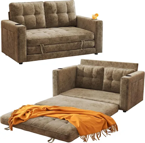 Vista 12 de Sofá Cama Convertible, Sofá Cama Loveseat Extraíble, Sofá Cama Plegable 2 en 1, Sofá de Piso para Espacios Pequeños, Cama de Piso Desplegable