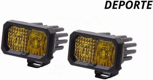 Vista 2 de Diode Dynamics C2 1.0 SAE Pod LED deportivo estándar amarillo (par), Combo con retroiluminación ámbar
