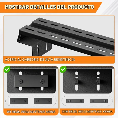 Vista 7 de Barra universal para cama de camión con 2 tableros de acero, SYHVU, diseño ajustable multifunción, barra transversal, apta para Dodge Ram