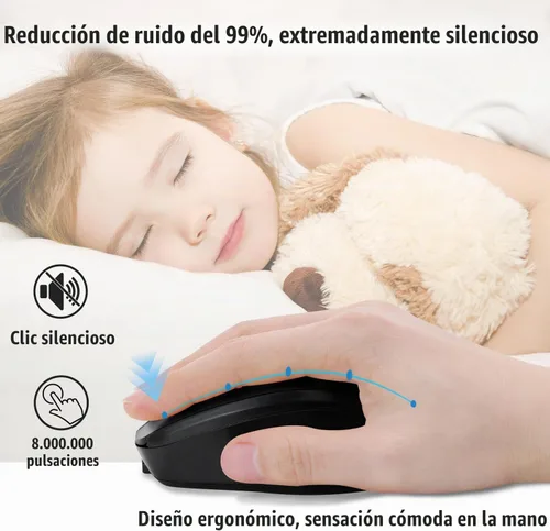 Vista 4 de Bluetooth Mouse,Rechargeable Wireless for Laptop/iPad/MacBook Pro/Air, Silent Mouse Portable Slim for Surface Pro/PC/Lenovo/Samsung Tablet (Black)