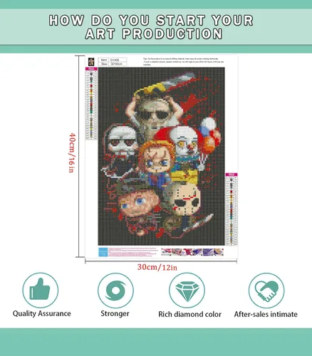 Vista 2 de CAMOYAI Kits de pintura de diamantes de Halloween, arte de diamantes 5D para adultos y niños, accesorios de arte de gemas, kit de taladro completo