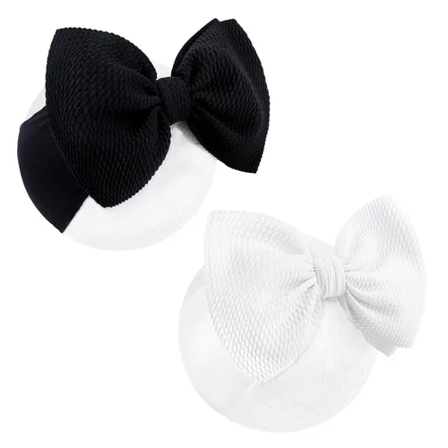 Vista 14 de YanJie Diademas para bebé, hechas a mano, de nailon, elásticas, con lazos para el pelo, para recién nacidos, niñas, niños pequeños y niños en negro