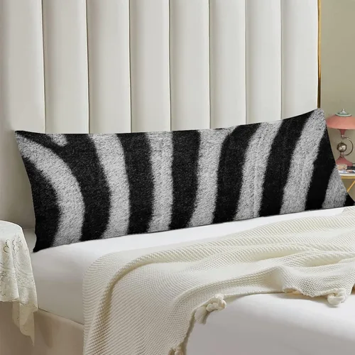Vista 7 de Funda de almohada corporal con estampado de cebra, respaldo largo, funda protectora de almohada con rayas de cebra en blanco y negro, funda