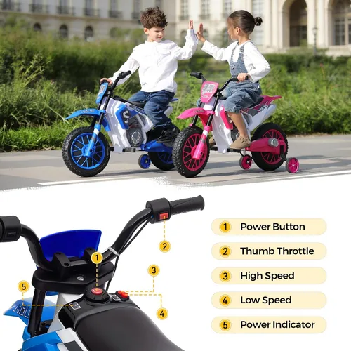 Vista 3 de TOBBI Motocicleta Dirt Bike para Niños de 12V Motocicletas Eléctricas Juguetes de Montar a Batería Motocross Todoterreno para Niños y Niñas de 3+