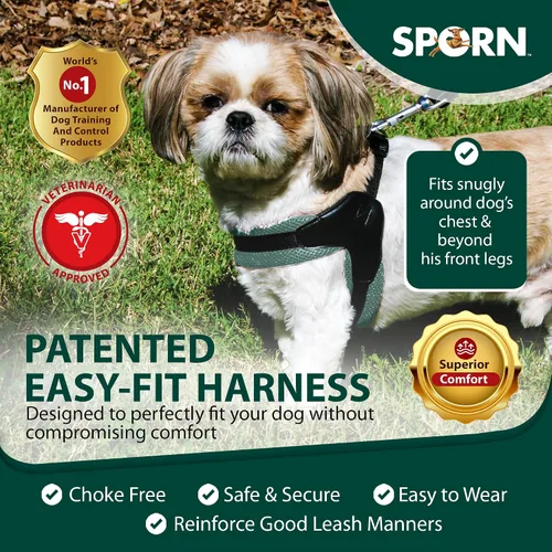 Vista 2 de Sporn Arnés de malla de fácil ajuste para perro de tamaño pequeño, color turquesa, tela suave, de nailon, sin estrangulamiento, arnés para perro