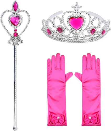 Vista 2 de Little Girls Mermaid Princess Costume for Girls Dress Up Party with Gloves,Crown Mace