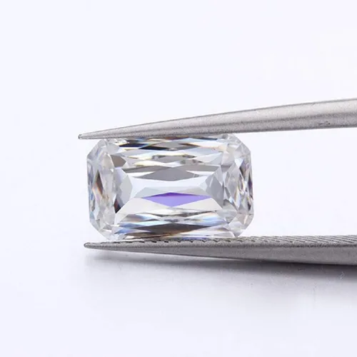 Vista 3 de ERAA Jewel - Moissanita suelta de 1 quilate, diamante de moissanita incoloro, claridad VVS1, piedra preciosa brillante de corte cruzado esmeralda
