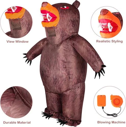 Vista 5 de Jranter Disfraz inflable de animal para adulto, cuerpo completo, inflado, divertido, disfraz de fiesta de Halloween