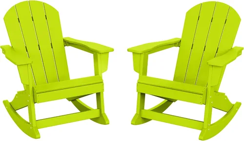 Vista 31 de HDPE Laguna Silla mecedora Adirondack de polietileno para exteriores (juego de 2), color negro
