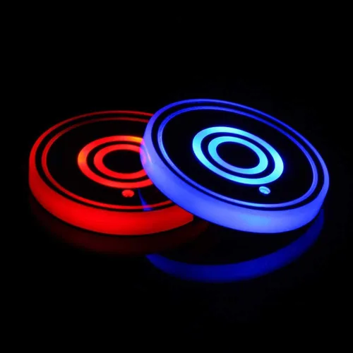 Vista 10 de Luces LED para portavasos de coche, 7 colores cambiantes USB dentro