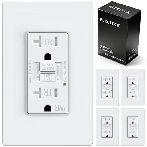 Vista 13 de ELECTECK - Paquete de 10 salidas GFCI de 20 amperios, resistente a manipulaciones (TR), receptáculos GFI de autocomprobación con indicador LED