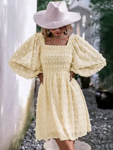 Vista 2 de Miessial - Vestido corto de verano al vuelo sin mangas con cintura atada para mujer