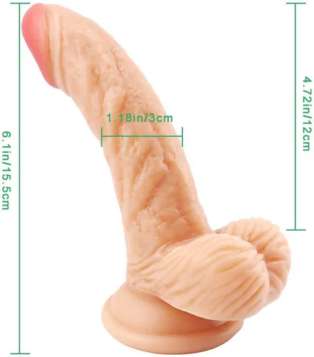 Vista 2 de Juguete para adultos de 6.1 pulgadas de silicona realista, material de seguridad para mujeres con ventosas fuertes, juguetes para adultos