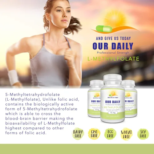Vista 4 de Nuestro suplemento Daily Vites L-metilfolato (10 mg / 10000 mcg) – Cápsulas de folato activo de 5-MTHF para hombres y mujeres – Folato activo