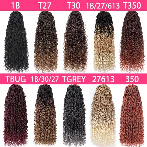 Vista 5 de Goddess Locs - 8 paquetes de cabello de ganchillo Goddess Locs de 10 pulgadas, pelo corto de imitación de ganchillo con rizos pre-enrollados