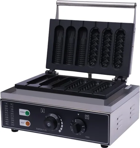 Vista 14 de Máquina de gofres belga de doble cabeza comercial giratoria de doble alerón para desayunar, cocina antiadherente, resistente, para restaurante, mini