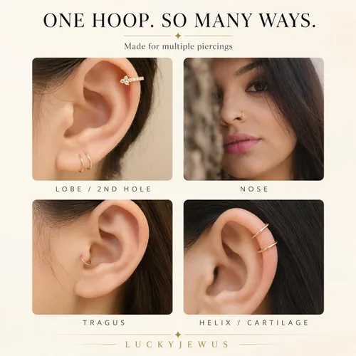 Vista 6 de Aretes de aro y broquel pequeños de oro o plata de ley para mujer, aretes para cartílago, nariz, hélix, trago Dorado