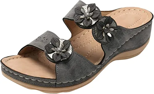 Vista 50 de Ladmiple Sandalias ortopédicas florales de moda 2023 con soporte de arco, zapatillas romanas casuales con puntera abierta