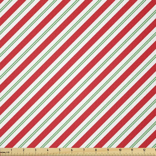 Vista 74 de Ambesonne Tela Navideña por Yarda, Tema Navideño Colorido Vivo Piñas de Pino Ramas Hombre de Jengibre Imagen de Bayas Estampada, Tela de Punto