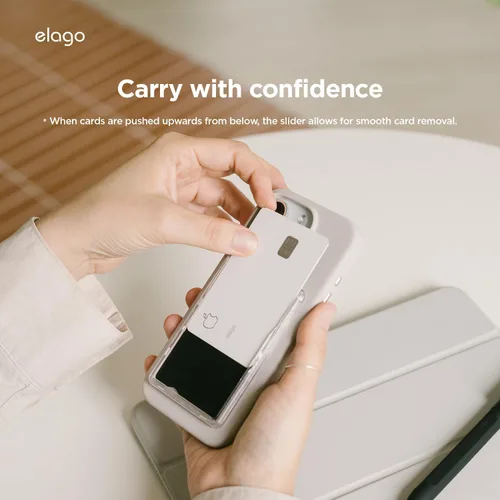 Vista 5 de elago Tarjetero magnético transparente compatible con MagSafe para iPhone, cartera segura para teléfono, construcción de PC duradera, protección