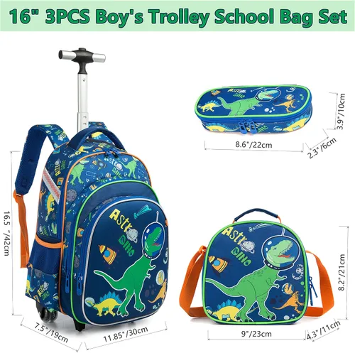 Vista 2 de Mochila con ruedas para niños y niñas con ruedas Blue-konglong