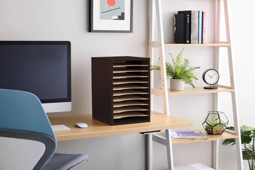 Vista 4 de Safco Products - Organizador vertical de escritorio, 11 compartimentos, negro