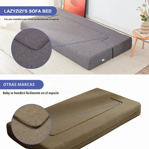 Vista 5 de Lazyzizi Sofá cama de suelo, sofá cama convertible plegable con 2 almohadas y funda lavable para sala de estar, invitados, sala de juegos, 8