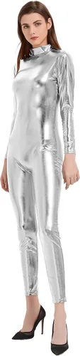 Vista 6 de Speerise - Unitardo, catsuit de manga larga para mujer, color metálico brillante