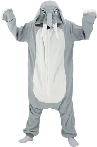 Vista 4 de vavalad Adult Elephant Onesie Costumes One Piece Pajamas Animal Cosplay Homewear Sleepwear for Women Men