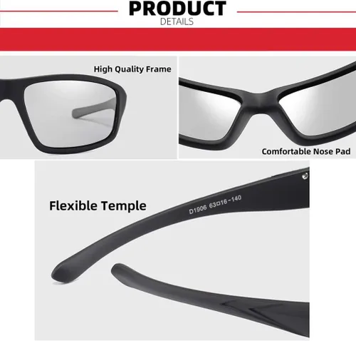 Vista 6 de Photochromic Polarized Sports Sunglasses for Men Women UV Protection Safety Outdoor Cycling Driving Fishing Glasses
