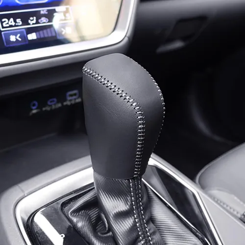 Vista 12 de Cubierta de Cuero para Pomos de Palanca de Cambios de Automóvil, Cubierta de Mango de Engranaje de Palanca de Cambios para Subaru Crosstrek/Impreza