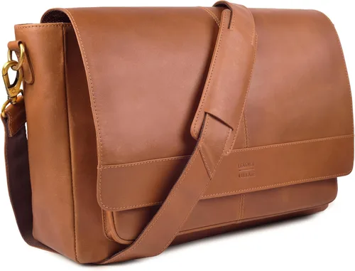 Vista 12 de LEATHER VILLAGE Bolso Mensajero de Cuero Vintage–Morral Hecho a Mano de 15.5" para Hombres y Mujeres– Bolso de Hombro para Oficina, Viajes y Uso