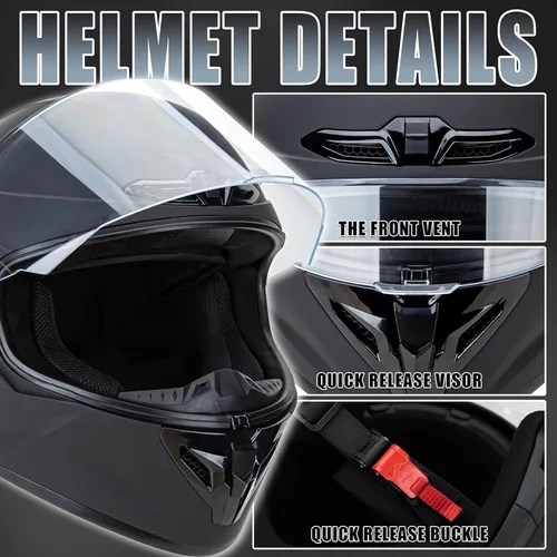 Vista 3 de Cartman Full Face Motorcycle Helmet, Comfortable Motocross Off Road Street Bike Helmet Unisex Adult DOT Approved, Lightweight, Aerodynamic, Matte