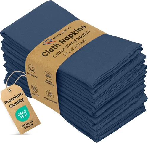 Vista 57 de Ruvanti - Juego de 4 servilletas de tela de 45x45 centímetros, lavables, suaves, duraderas, absorbentes, mezcla de algodón. Servilletas de mesa